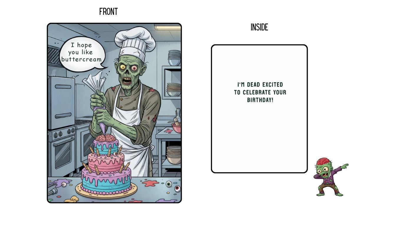 Zombie Birthday Card with Envelopes (5x7")