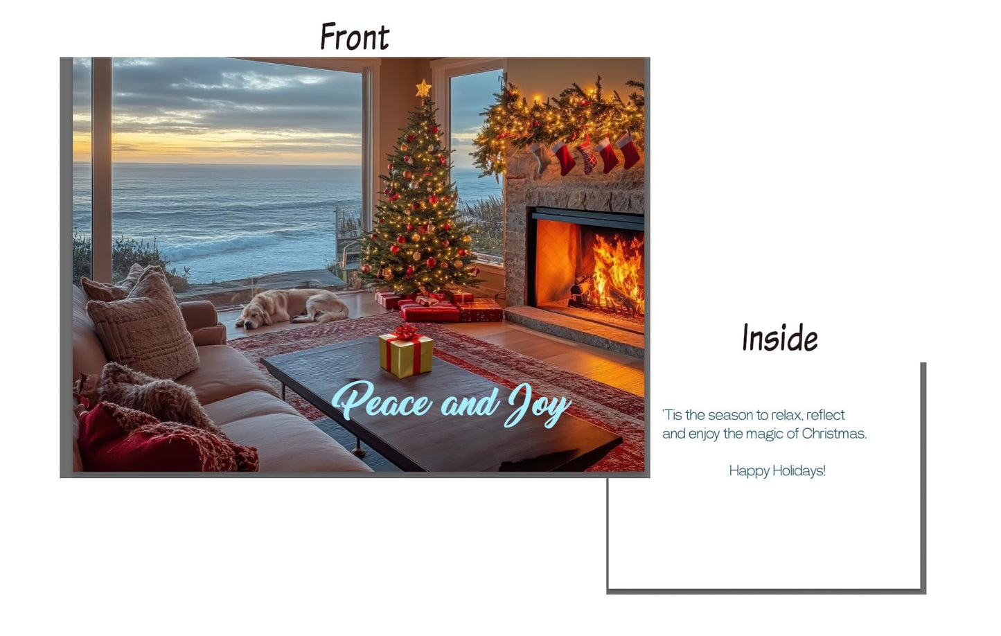 Cozy Coastal Christmas Cards – Set of 12 with Envelopes (5x7")