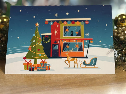 Mid Century Holiday House – Set of 12 with Envelopes (5x7")