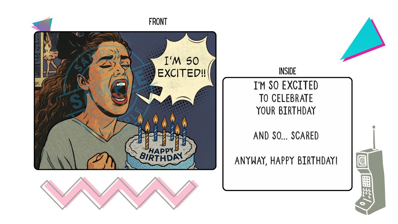 Retro Pop Art Funny Birthday Card - "I'm So Excited"