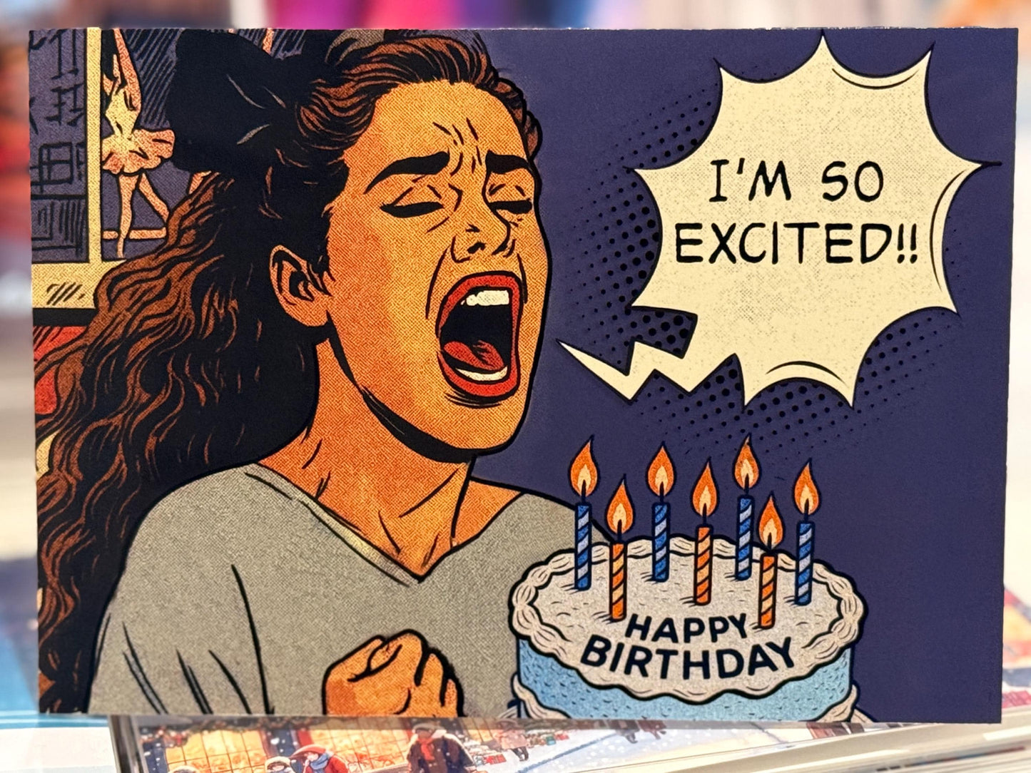 Retro Pop Art Funny Birthday Card - "I'm So Excited"