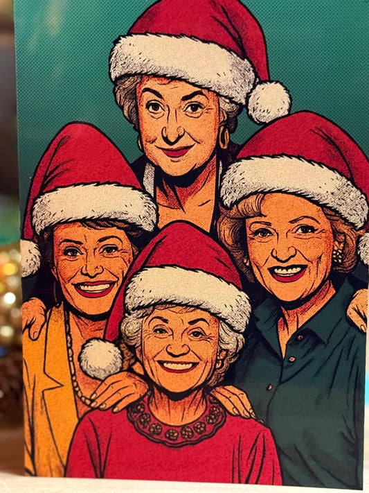 Box of 12 Funny Christmas Cards – Retro Pop Art Holiday Card, 5x7 Glossy – “Thank You for Being a Friend” Inspired Holiday Greeting Card