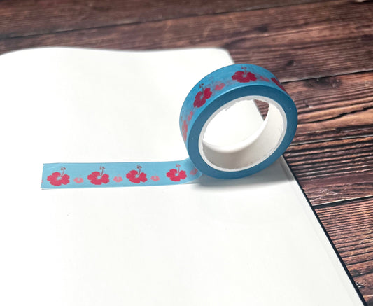 Hibiscus Washi Tape - Light Blue