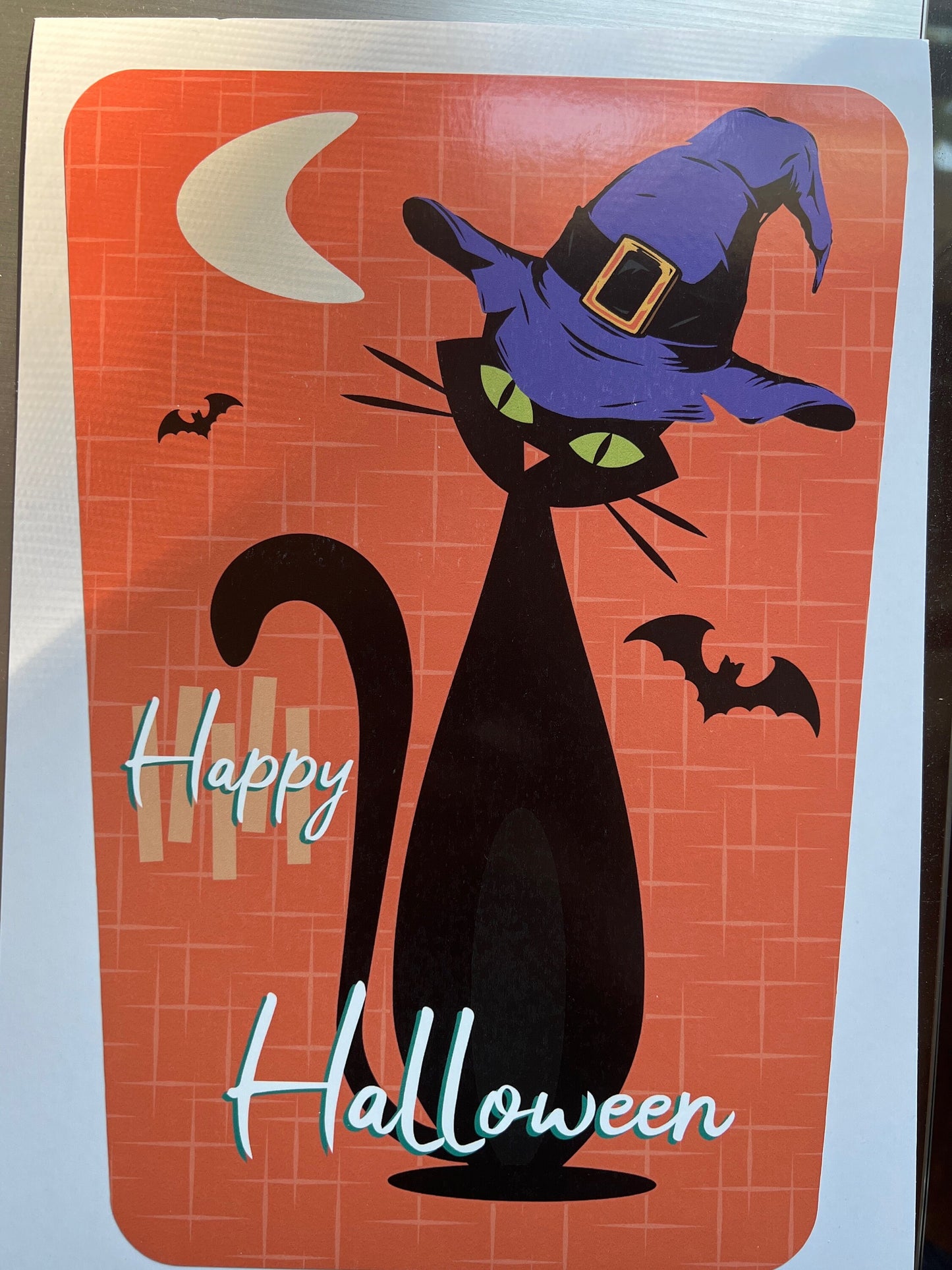Mid Century Halloween Cat Window Cling (reusable)