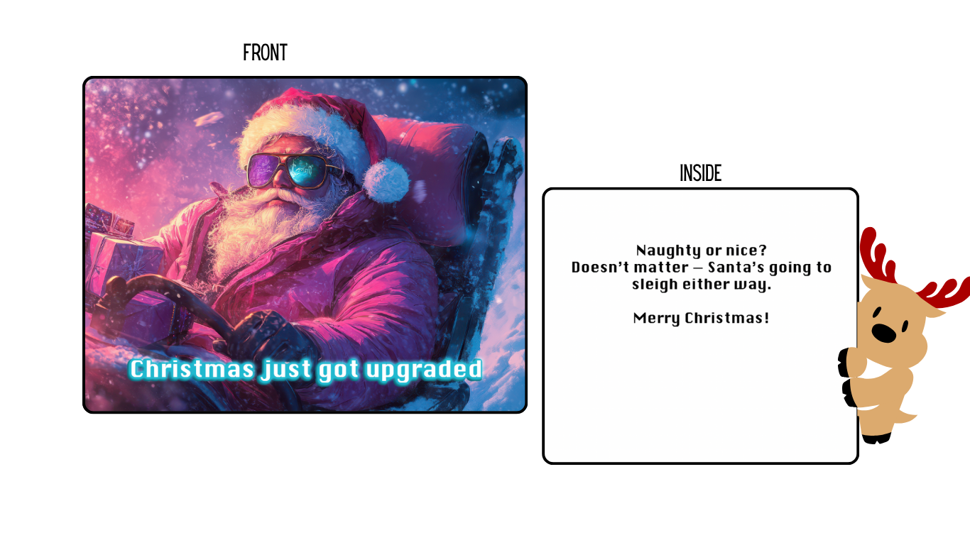 Christmas Just got upgraded – Set of 12 with Envelopes (5x7")